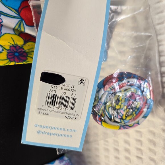 Draper James NWT Floral One Shoulder Flounce Swimsuit Bikini Skirt Set UPF 50+ - Picture 6 of 8